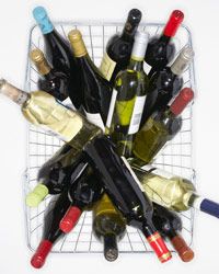 A shopping basket with 16 bottles of wine