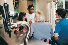 friends at wine bar wine on tap