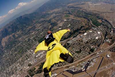 Person performing extreme sports from aerial view outdoors.
