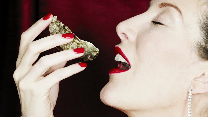 Woman Eating Oyster as an Aphrodisiac