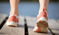 woman in workout shoes