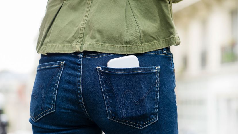 smartphone in women's pocket