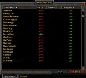 Server list wow