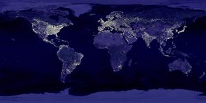 A composite image of the Earth at night.