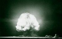 An atomic bomb explodes.
