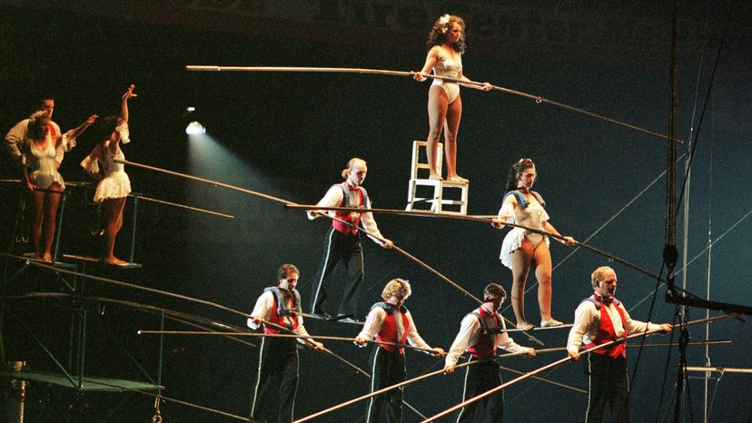 The Flying Wallendas perform on a high wire