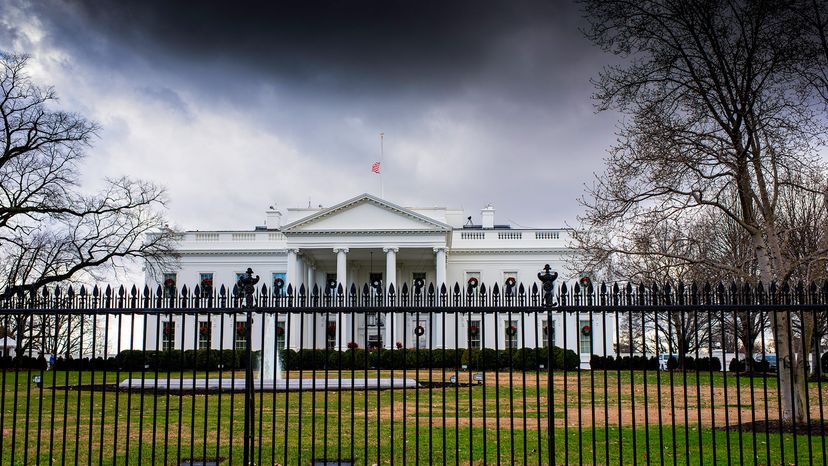 View of the White House on cloudy day