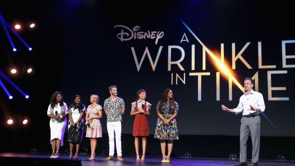 Actors Oprah Winfrey, Mindy Kaling, Reese Witherspoon, Chris Pine, Storm Reid, director Ava DuVernay, A Wrinkle in Time