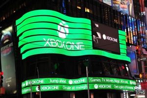 In the hours leading up to the console's release, a giant video screen promoted Microsoft's Xbox One in New York's Times Square.