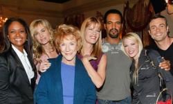 Cast members of 'The Young and the Restless' (Tonya Lee Williams, Eileen Davidson, Jeanne Cooper, Michelle Stafford, Kristoff St. John, Adrienne Frantz and Daniel Godbard) celebrate 'The Young and the Restless' as number one daytime drama for 20 years.