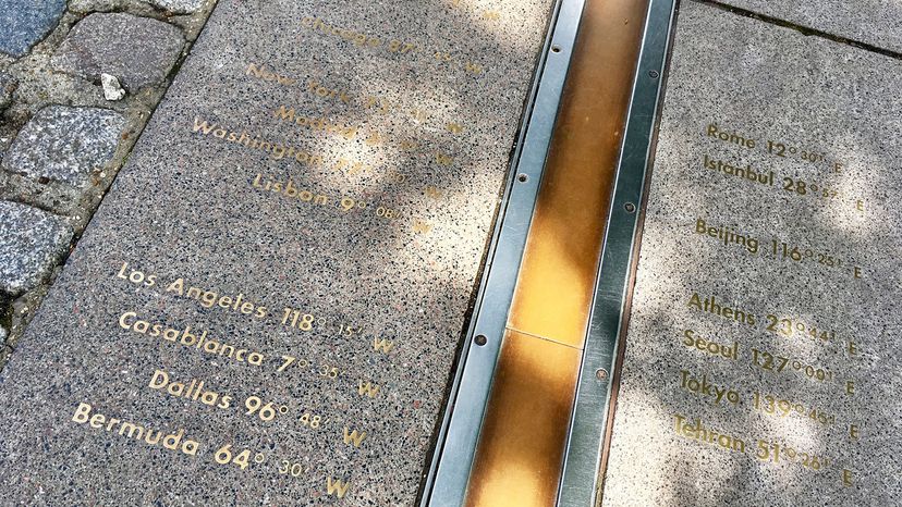 close-up of prime meridian line