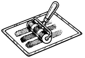 Illustration of a paint roller in a tray of paint 