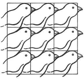 Illustration of nine birds in squares