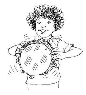 kids playing instruments clipart black and white