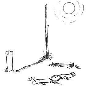 Illustration of a homemade sundial