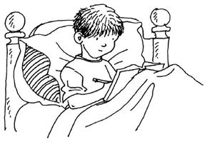 Illustration of a boy writing in a journal