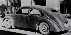 The prototype of the 1933 NSU Type 32 shows a striking resemblance to the later Volkswagen Beetle.