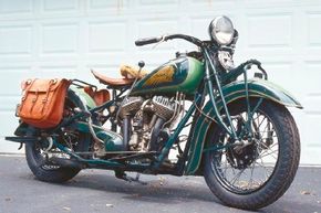 The 1935 Indian Chief wasn't agile around town, but came into its own as speed increased. It has a sort of brutal beauty born of purpose. See more motorcycle pictures.