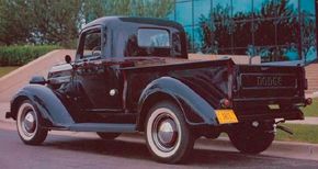 This 1938 Dodge RC pickup represented the end of an era: It was the last to wear the old &quot;Dodge Brothers&quot; radiator badge. Seemore classic truck pictures.