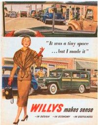 The new Jeep Willy ad campaigns continued to stress usefulness and economy after the war.