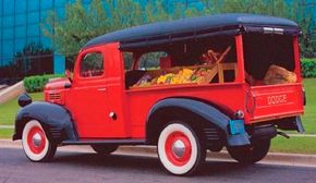 The 1947 Dodge canopy delivery's "canopy" was a wooden frame covered with fabric. See more classic truck pictures.”width=