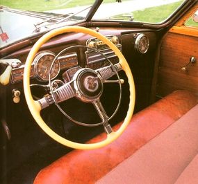 The interior carried on the wood motif from the wagon's body.