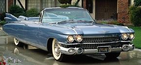 Cadillac's 1959 models, like this eye-catching 1959 Cadillac Eldorado Biarritz, sported a new, more curvaceous body.