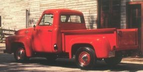Ford's pitch for the 1955 F-100 pickup targeted comfort as much as utility, though it said a more comfortable truck makes work easier.