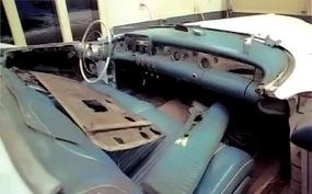 The green leather interior of this 1953 Wildcat haddeteriorated badly and needed replacement.