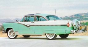 Teal 1956 Ford Fairlane Crown Victoria.