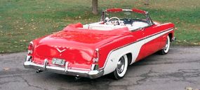 The convertible top of the 1955 DeSoto Firedome stores neatly when not in use.