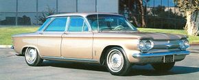 1960-1964 Chevrolet Corvair Monza four-door sedan full view.