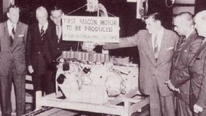 The first Australian-built Falcon six-cylinderengine came off the line in April 1960.