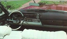 The 1963 Cadillac dash was redesigned with driver comfort in mind.