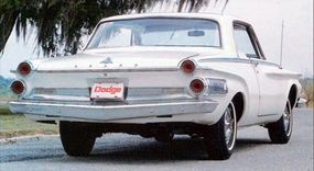 The 1962 Dodge Polara 500 two-door hardtop, the most popular model, shows off the staggered taillights.