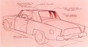 This sketch shows what the demi-convertible Gran Turismo Hawk would have looked like.