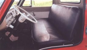 The truck's interior was basic, with a radioand four-speed transmission.