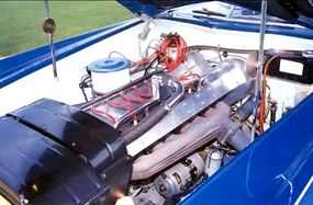 The supercharged 3,257-cc Type 101C engine of the 1966 Exner Bugatti Roadster by Ghia developed 200 horsepower.