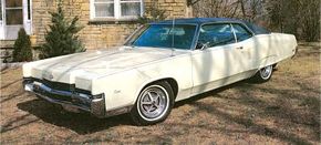 1969 Mercury Marauder X-100 with optional vinyl roof, front view.