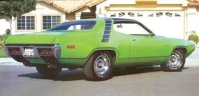 The rear view of the 1971 Plymouth Road Runner shows off its sporty lines.