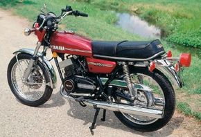 The RD350 had a broader power band than mosttwo-strokes, making it easier to ride in traffic.See more motorcycle pictures.