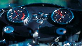 The tachometer's 8000-rpm redline is quite high fora large-displacement twin.