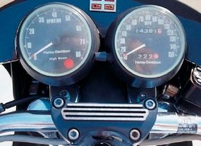 Easy-to-read tachometer and speedometer kept tabs on what Harley-Davidson said was the most-powerful motorcycle it had ever built.