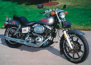 The 1978 Harley-Davidson FXS was initially sold only in metallic gray with orange script. See more motorcycle pictures.