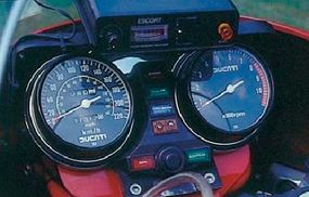 The tachometer indicates a redline of 8000 rpm --                              quite high for a large-displacement twin.