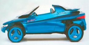 The 1988 Ford Splash concept car was an all-wheel-drive two-passenger roadster; a roof panel and windows could be fitted, however.