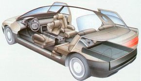 The 1988 Renault Megane concept car was equipped with two separate luggage compartments.