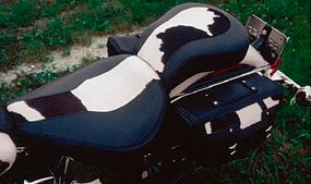 Bovine trim detailed the tank top, and was alsofound on the Cow Glide's seat and saddlebags.