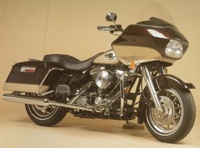The 1998 Harley-Davidson FLTRI Road Glide's unusual half-fairing makes it easily identifiable. See more motorcycle pictures.