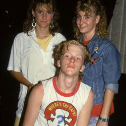Brat Packer Anthony Michael Hall poses for a photograph with two teenaged girls in 1986. Notice the Swatch on the girl's wrist.